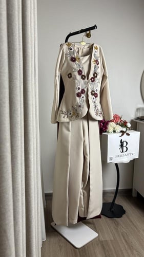 طقم "بيرلانتي" الراقي - أناقة مطرزة بلمسات يدوية