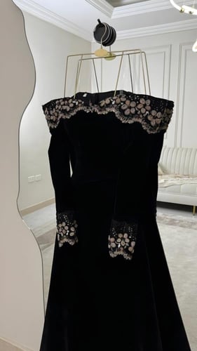 فستان سهرة مخملي ملكي بتطريز ورود ثلاثية الأبعاد أ...
