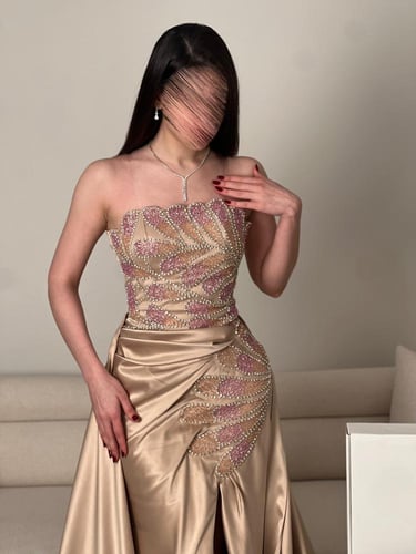 فستان سهرة "بيج ملكي" بتطريز يدوي فاخر