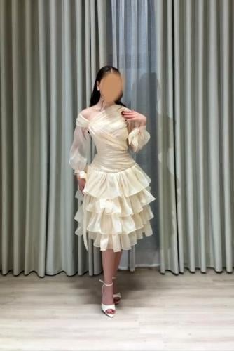 فستان "سهرة" بكسرات درابيه - خامة كرنكل لامعة