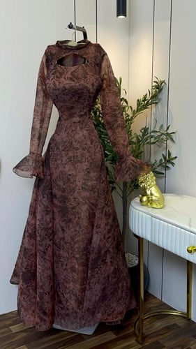 فستان "ليال" من الشيفون المشجر – أناقة الشيفون الف...