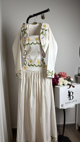 فستان "توليب" التراثي العصري - قطعتين باللون السكر...