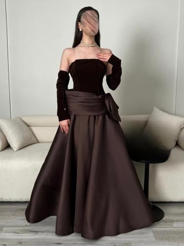 فستان سهرة ملكي - مزيج الشمواه والميكادو الفاخر