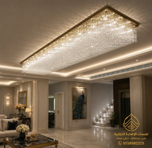 ثريا كريستال مودرن فاخرة – تصميم مستطيل لاصق بالسق...