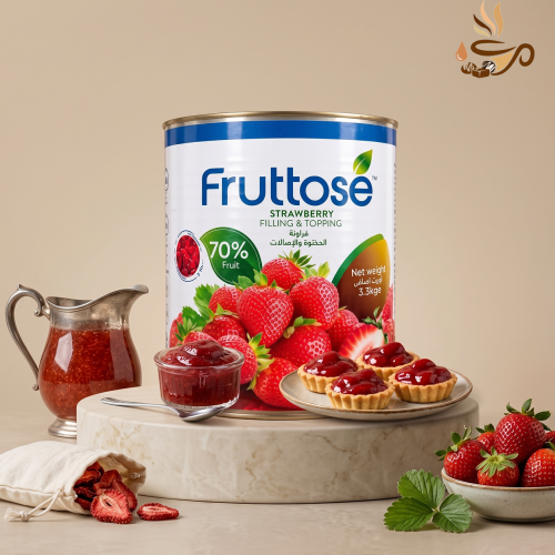 حشوة وتوبينج فراولة طبيعي بقطع الفاكهة ماركة فروتوز (Fruttose) - 3.3 كجم