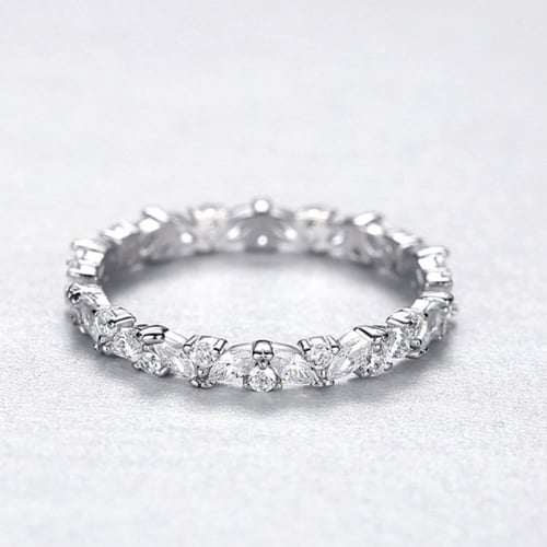 خاتم من الفضة الإسترلينية بتصميم ورق الماركيز (فضة...