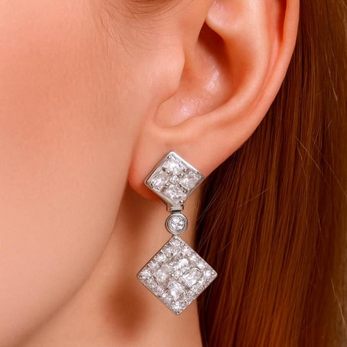 تألق المربع الذهبي: طقم عقد وأقراط هندسي زركونيا (...