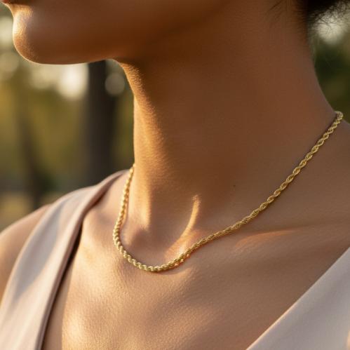 سلسلة الحبل بتقطيع ماسي (فضة إسترليني S925)