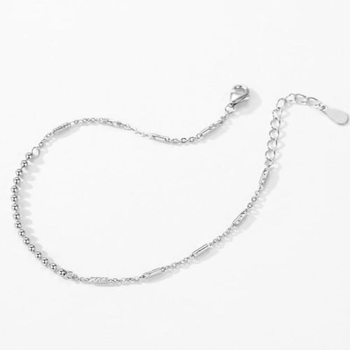 سوار فضة استرلينية 925 بتصميم خرز وسلسلة أنيقة للن...