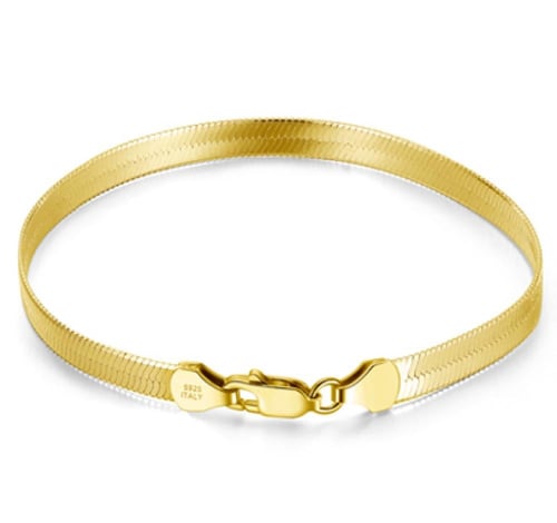 سوار هيرنجبون فلات مرن مطلي ذهب عيار 18 (فضة إسترل...