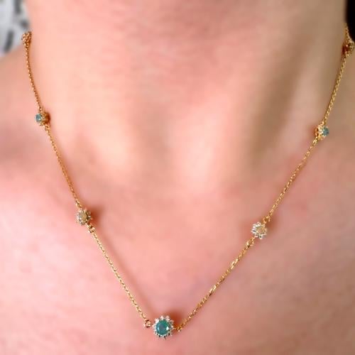 قلادة ذهبية أنيقة بأحجار متعددة (فضة استرلينية 925...