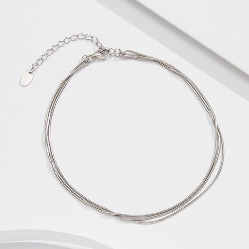 خلخال سلسلة ملتوية (ذهبي أو فضي) (فضة إسترليني S92...