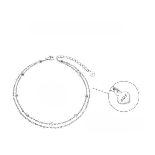 خلخال بطبقتين من السلاسل (بلونين فضي وذهبي) (فضة إ...