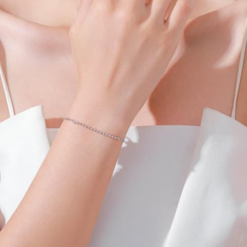 سوار فضة استرلينية 925 بتصميم خرز وسلسلة أنيقة للن...