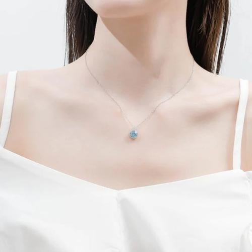 طقم مجوهرات كريستال أزرق (فضة إسترليني S925)