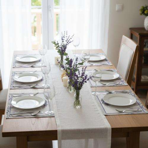 لافندر ٦ قاعدات صحن بلاستيك ضد الماء مع مناديل ورق...