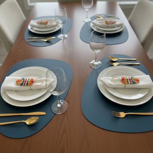 طقم سفره من ٨ أشخاص قاعدة صحن خواتم للمناديل و مفر...