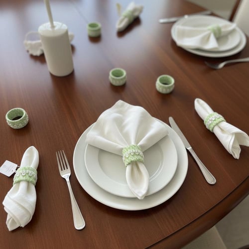 6 حبات من خاتم لون تفاحي مع حزام من الولو