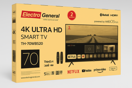 شاشة ذكية الكترو جنرال 70 بوصة - أسود - UHD 4K