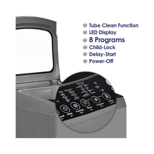 غسالة سوبر جنرال 7 كيلو علوية 8 برامج - فضي