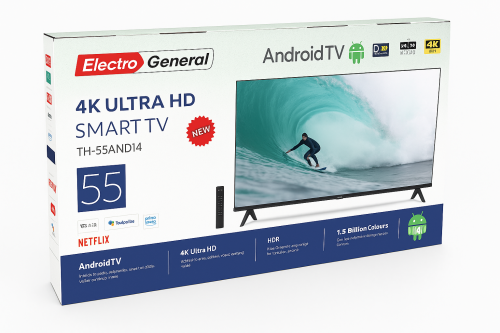 شاشة ذكى الكترو جنرال 55 بوصة أندرويد 14 - UHD 4K