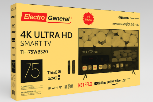 شاشة ذكية الكترو جنرال 75 بوصة - أسود - UHD 4K