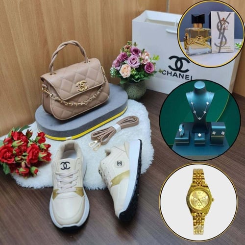 بوكس هديه نسائي شانيل شنطه مع شوز فاخر