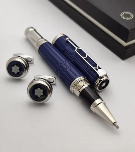 قلم مون بلان الفاخر مع أزرار أكمام متناسقة – رمز ا...