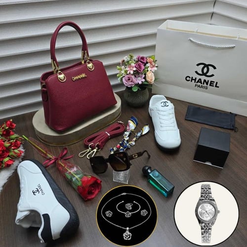 طقم هدايا نسائي متكامل شنطه مع حذاء وإكسسوارات فاخ...