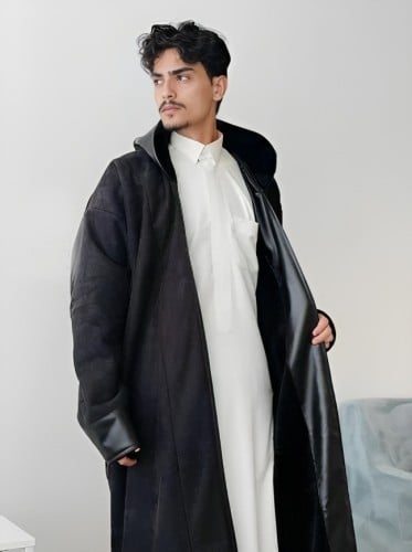 فروة شتوي جوخ مع جلد على الاطراف