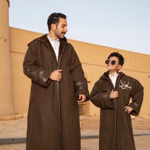 فروه رجالي شتوية لون بني جوخ