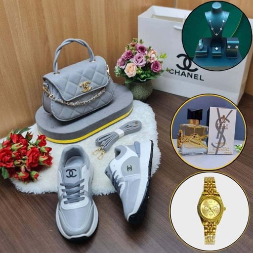 بوكس هديه نسائي شانيل شنطه مع شوز فاخر