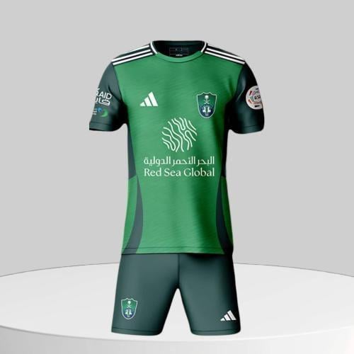 طقم الاهلي السعودي الجديد لون أخضر 2025