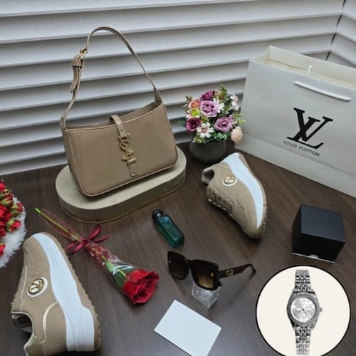 طقم فاخر لنساء شنطة إيف سان لوران، شوز لويس فيتون،...