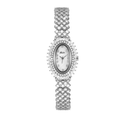 A silver watch encrusted with zircon beads