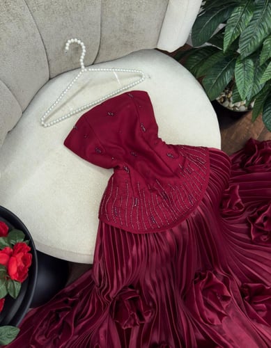 فستان منى عنابي