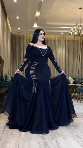 فستان استرتش فخم بكرستال