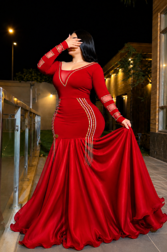 فستان استرتش كرستال فخم
