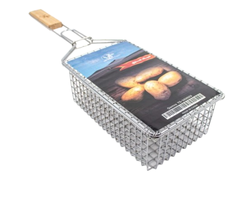 شبك شوي مجوف مقبض خشب