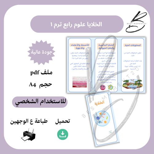 مطوية الخلايا علوم رابع الترم ١
