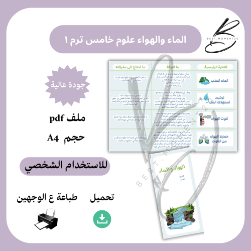 مطوية الماء والهواء علوم خامس ترم ١