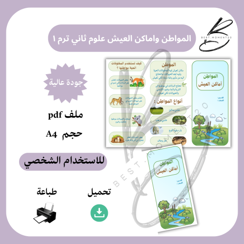 المواطِن واماكن العيش علوم ثاني ترم ١