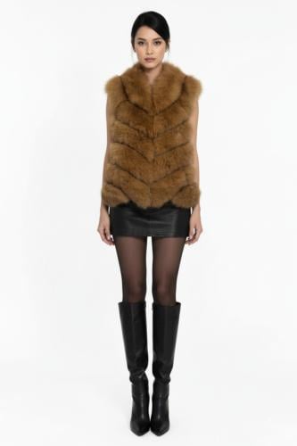 CAMEL FUR VEST