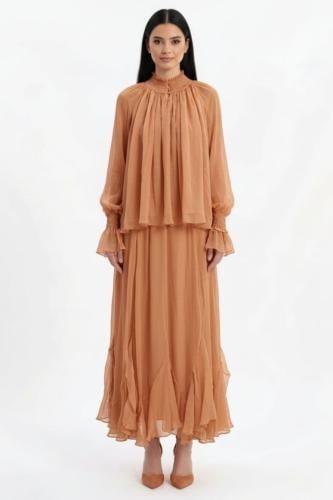 ORANGE CHIFFON DRESS