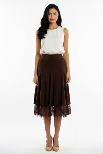 BURNT BROWN SUEDE SKIRT