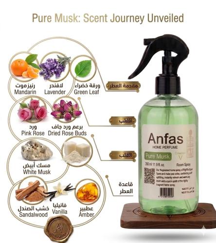 معطر جو ومفارش بيور مسك من أنفاس -350 ملي Pure Mus...