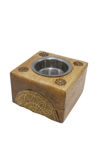 Square wooden incense holder with gold decoration