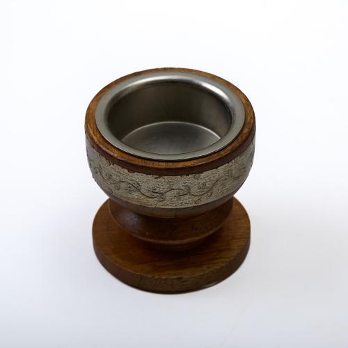 Round Indian wooden incense holder
