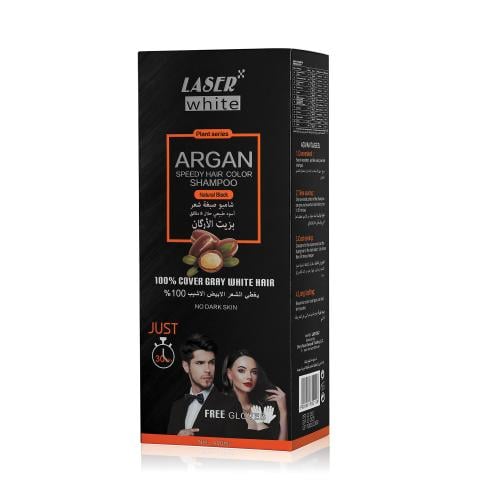 ليزر وايت شامبو أرجان لصبغ الشيب أسود 420 مل
