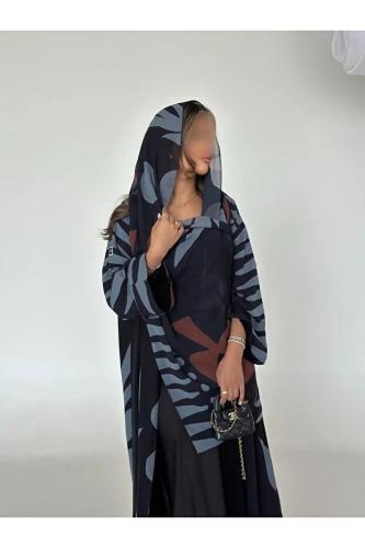 OLGA-ABAYA عباية آنيقة وعصرية من آولجا القماش شيفون مع بطانة قصة العباية ربع كلوش شامل الطرحة